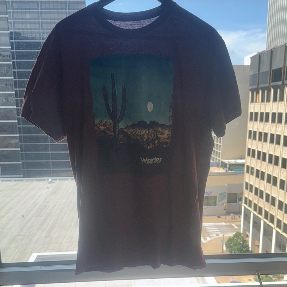 Wrangler Brown Short Sleeve Tee with Scenic Graphic